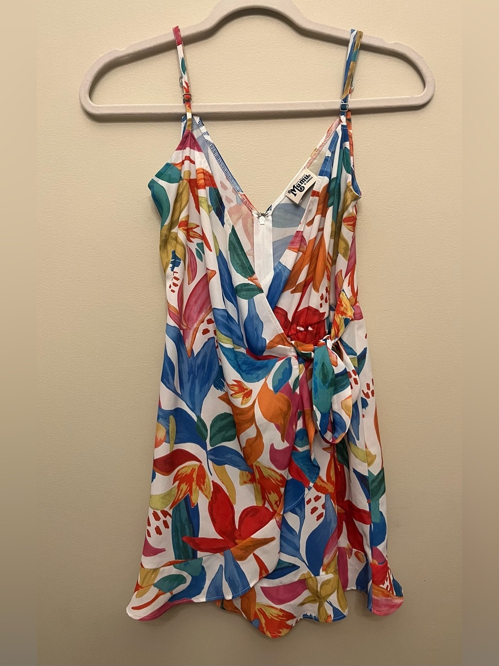 Show Me Your MuMu Say Jay Ruffle Dress Bright Blooms Women's Size XS Tropical